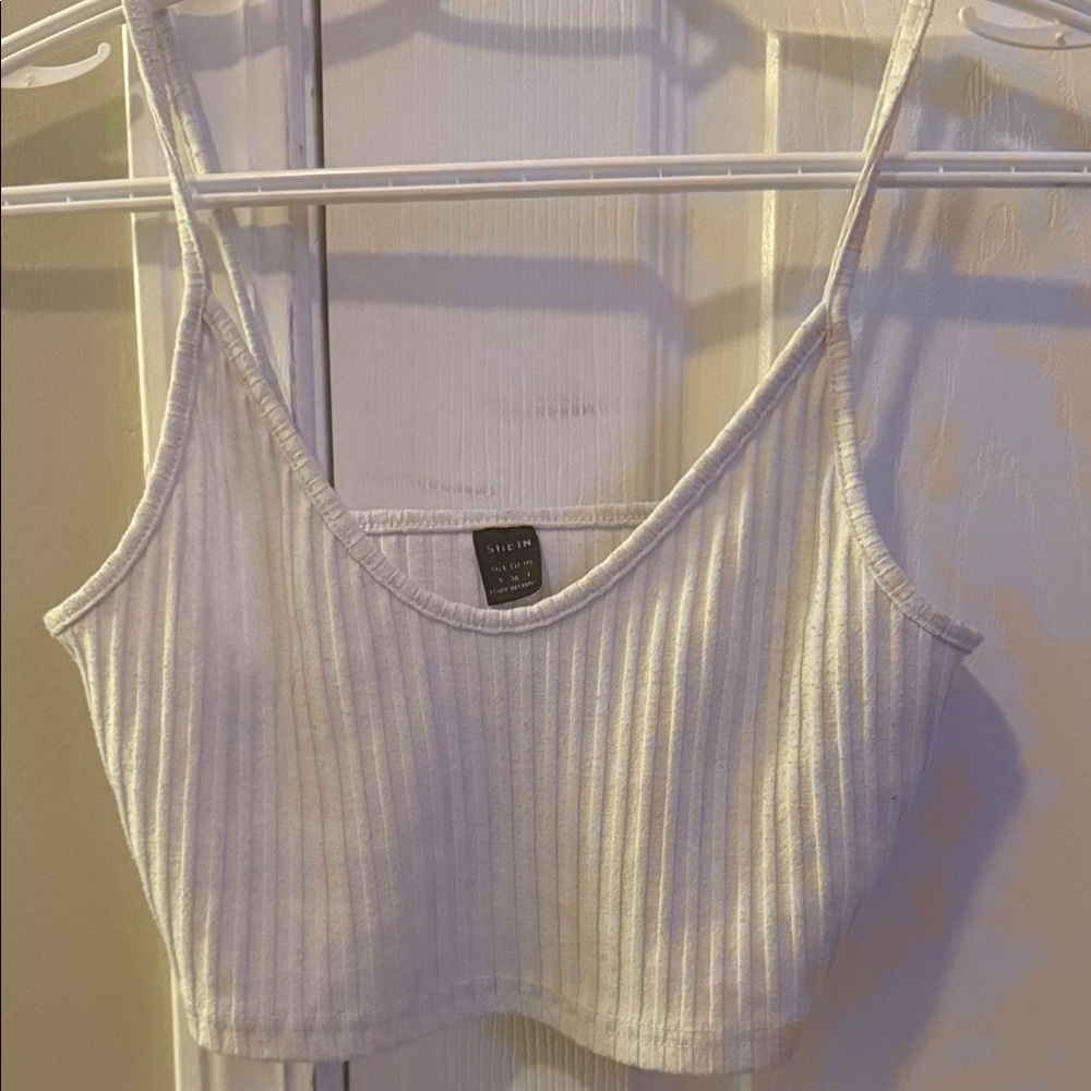 SHEIN Cream Ribbed Camisole Top